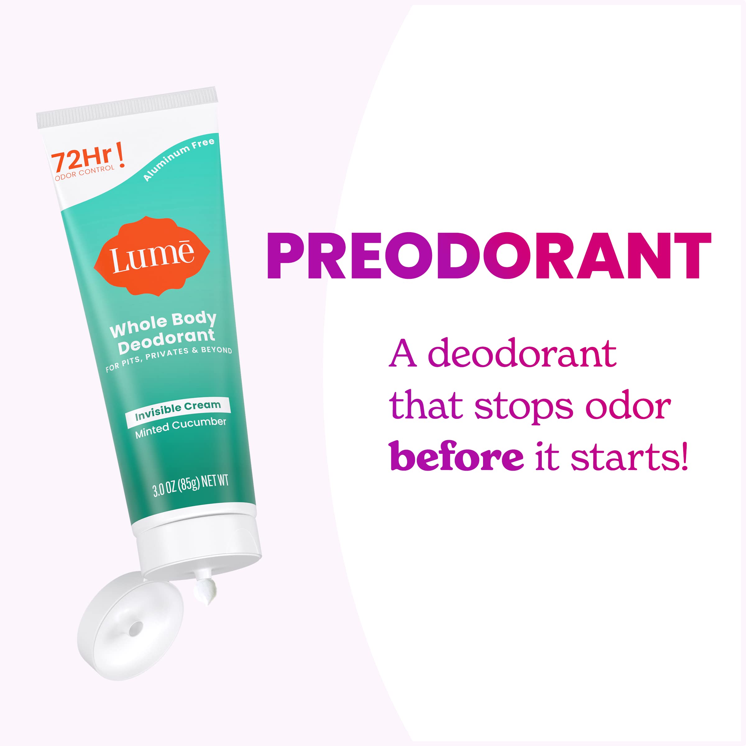 LUME compact packaging with label shows skin-safe formula.