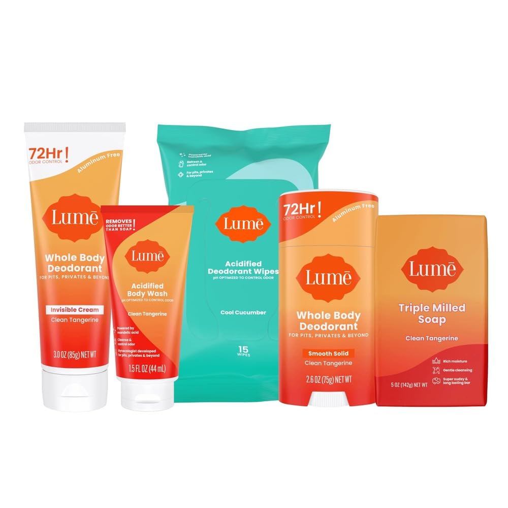 Lume smooth solid stick shown for everyday odor control and skin-friendly use.
