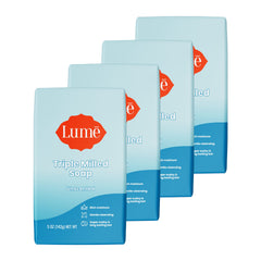 Lume triple milled bar soap with rich moisture for daily cleansing.