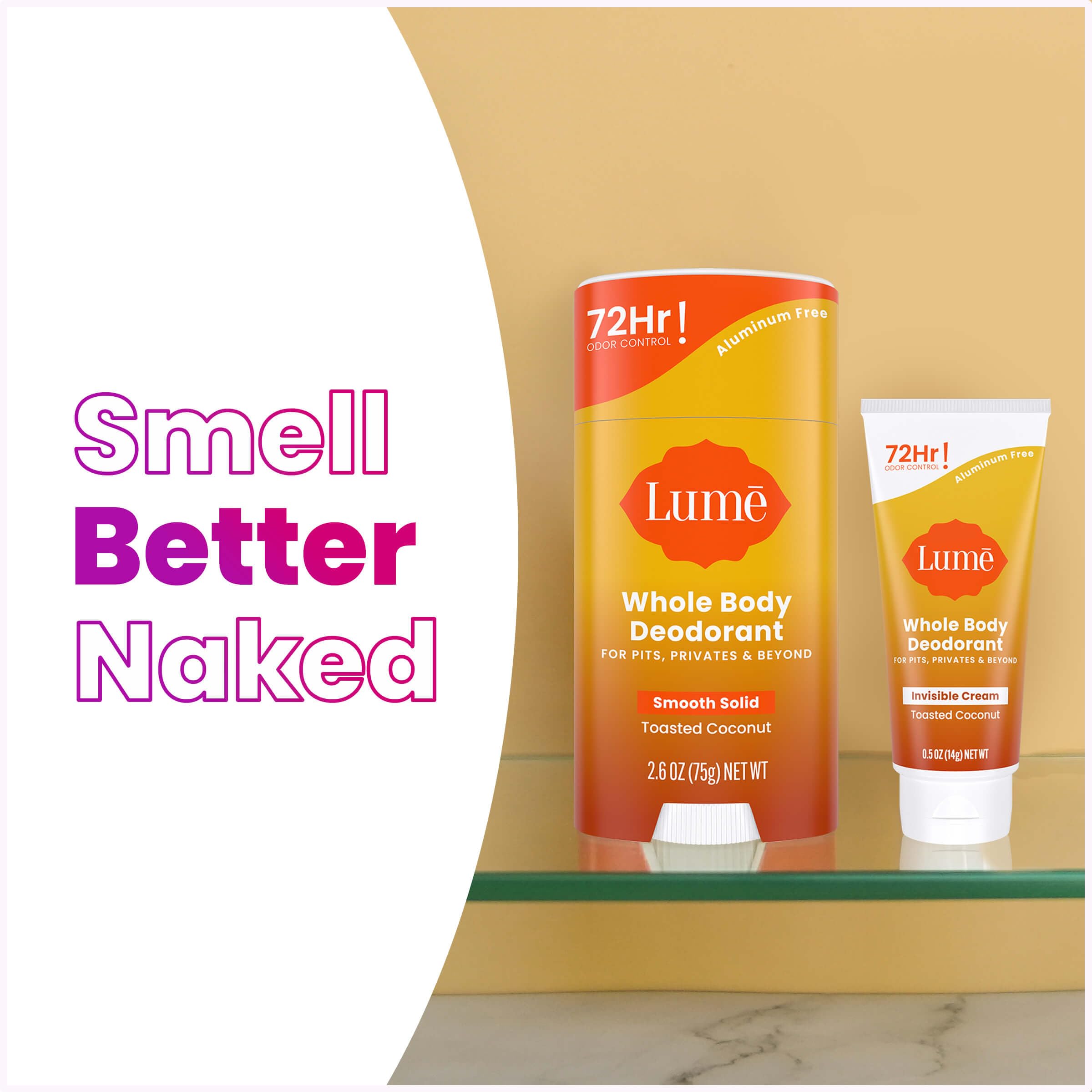 Lume application on skin shows smooth, non-greasy finish.
