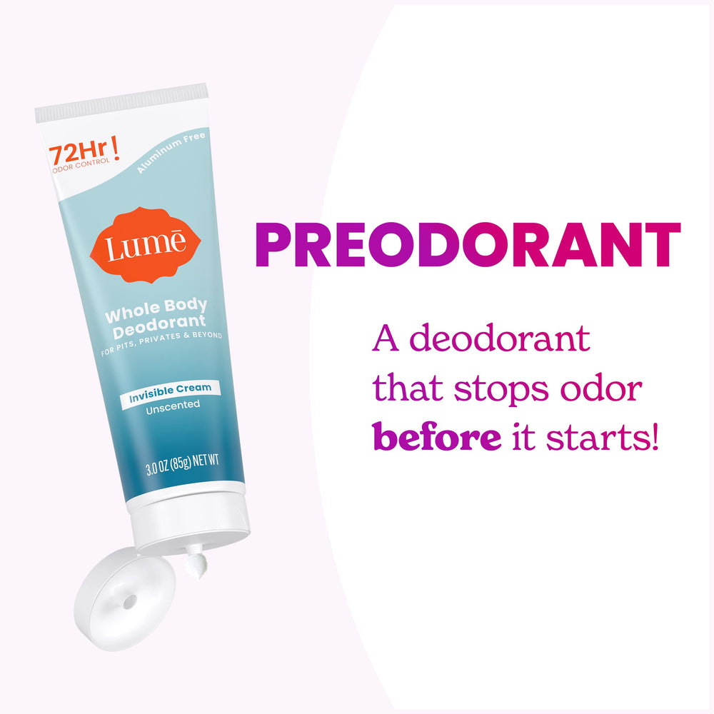 Lume unscented cream-tube closeup ideal for fragrance-free routines