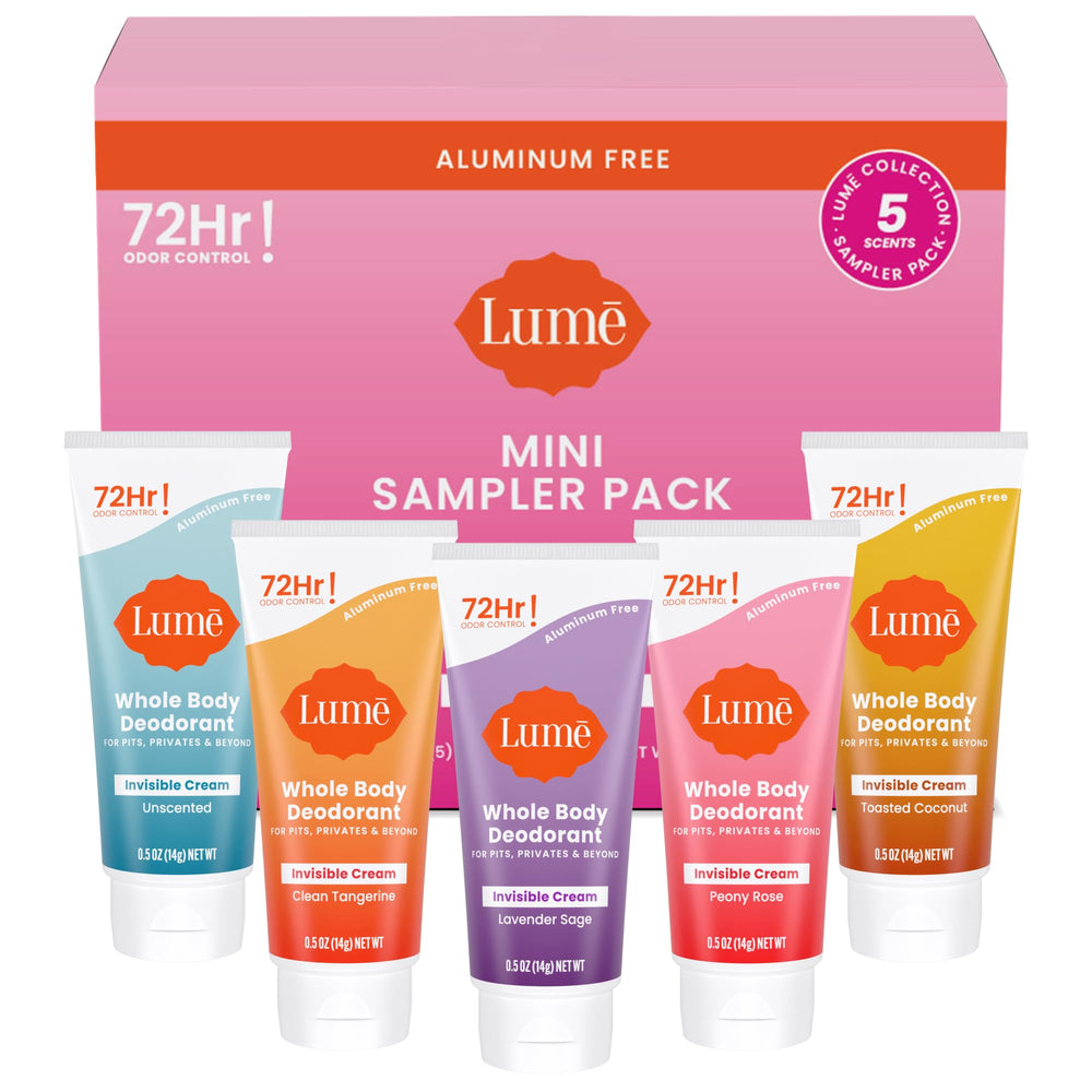 Lume sampler box with five minis for all-over odor control.