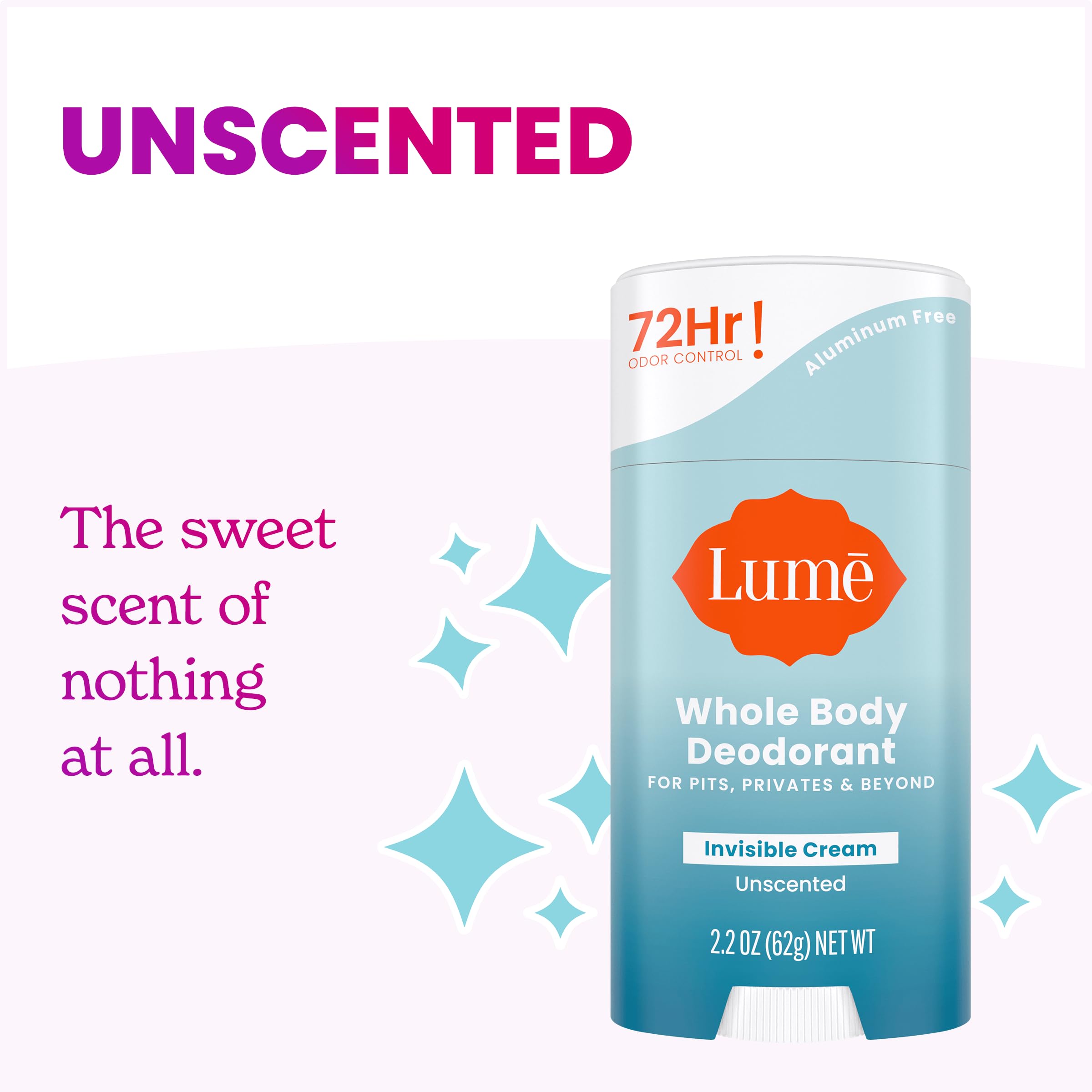 72-hour odor control concept suggests all-day freshness.