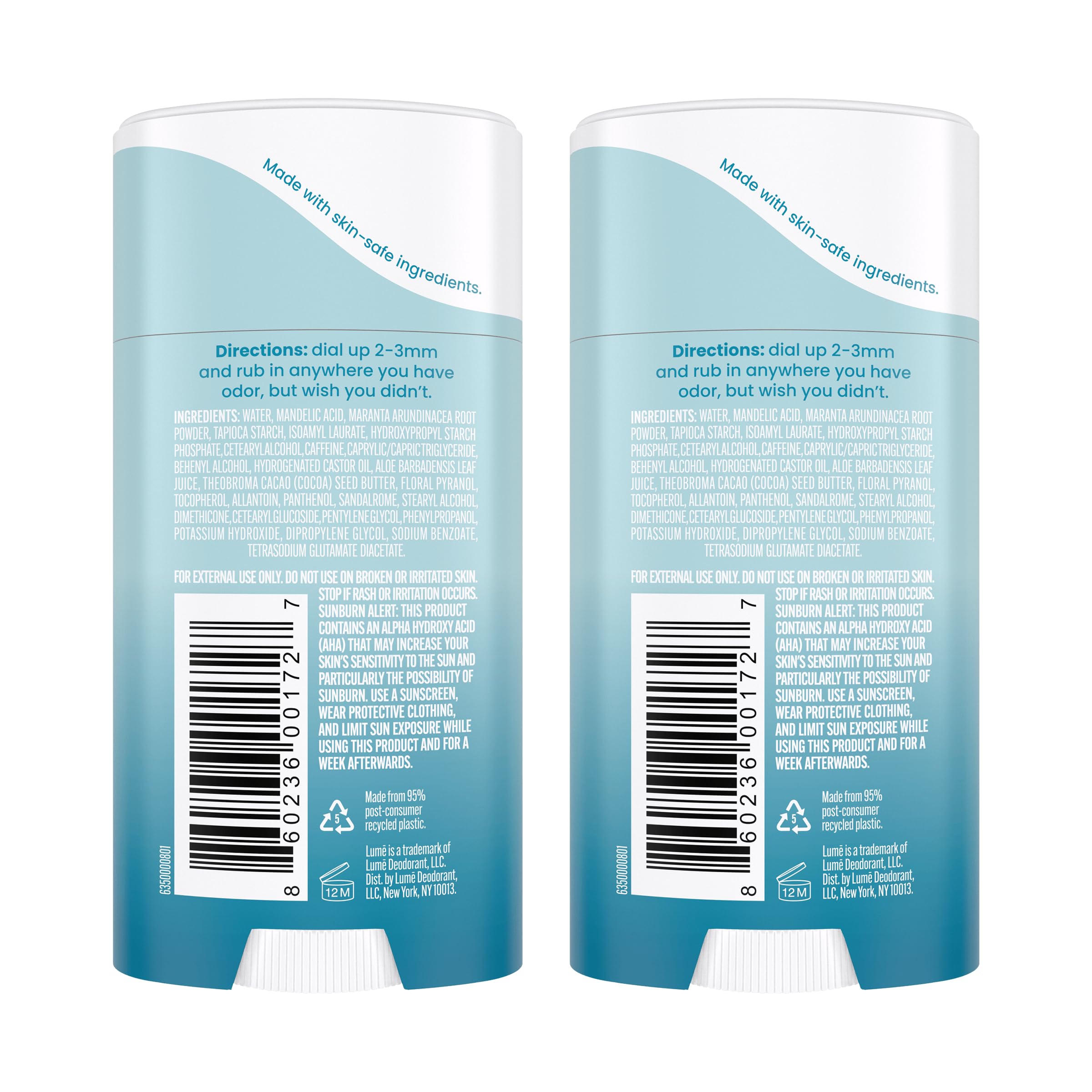 Close-up of Lume application stick for a quick, long-lasting swipe.