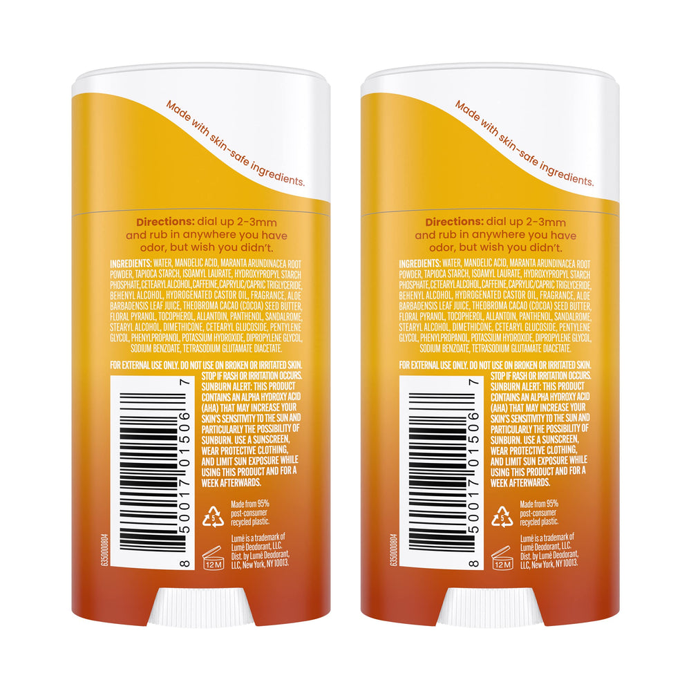 Lume invisible cream stick close-up showing smooth texture for easy application.