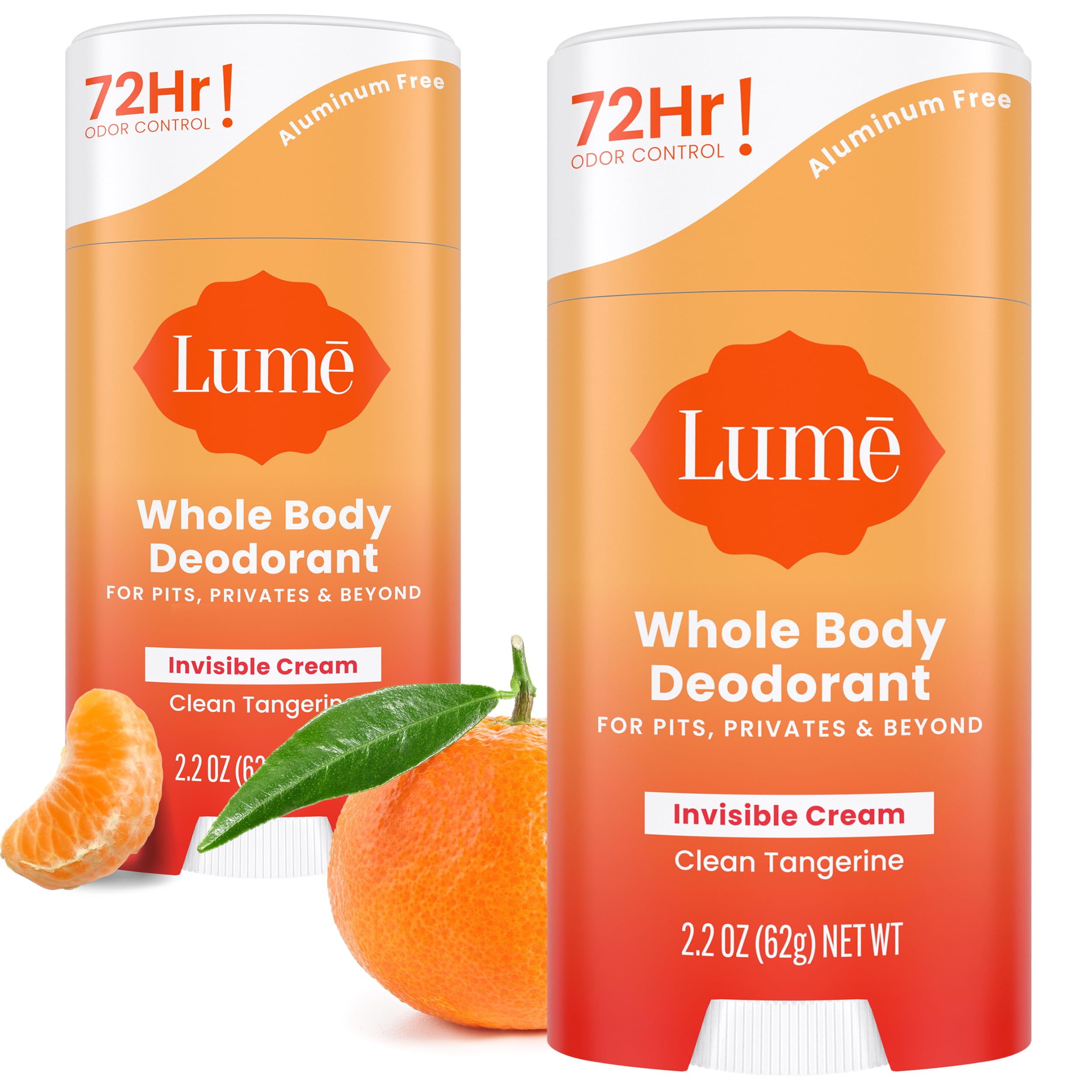 Lume Whole Body Deodorant invisible cream stick for convenient all-over odor control.