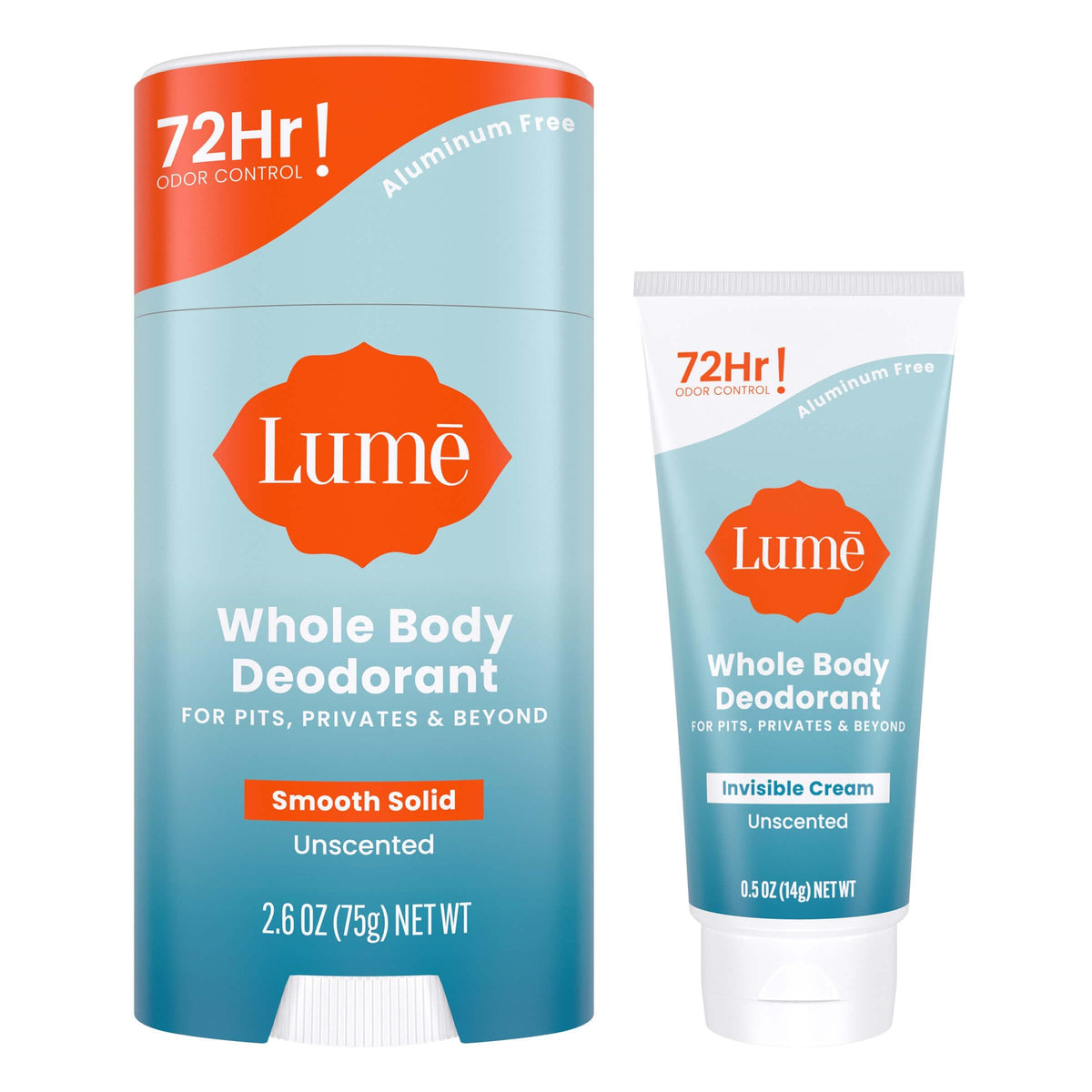 Lume invisible cream tube mini for all-over odor control with lotion-like glide.