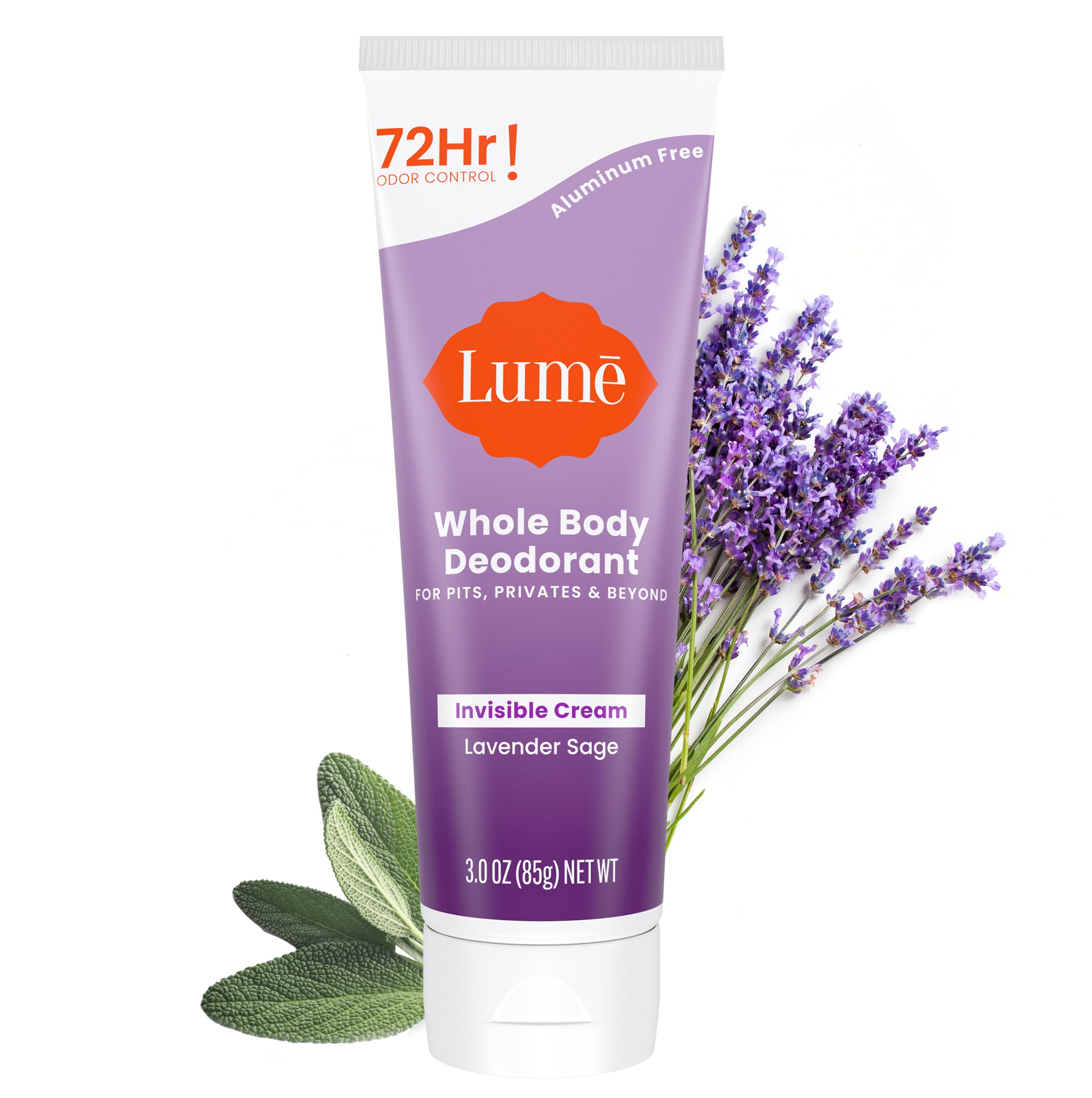 Lume Whole Body Deodorant invisible cream tube for all-day odor control.