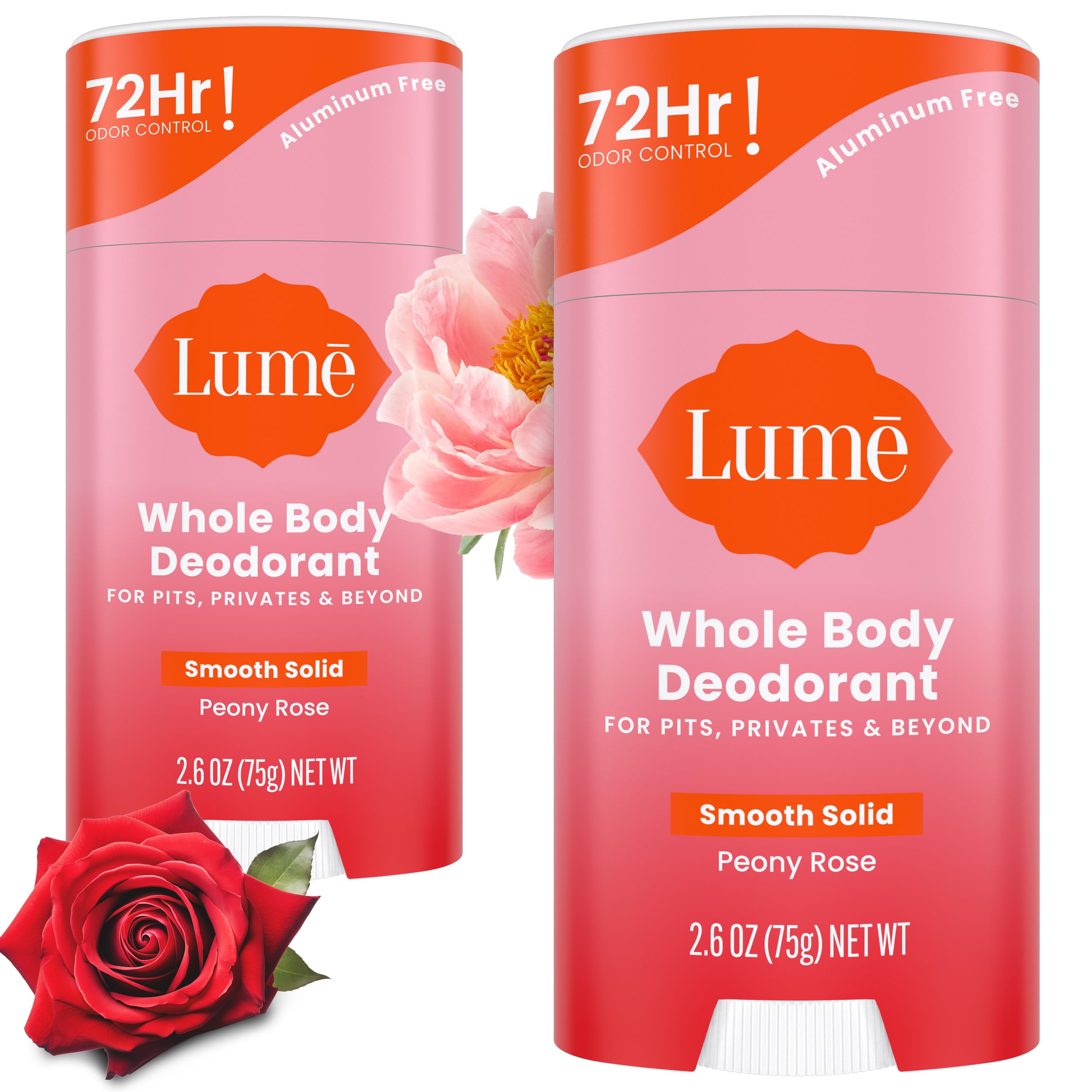 Lume Whole Body Deodorant smooth solid bottle pour showing long-lasting odor protection