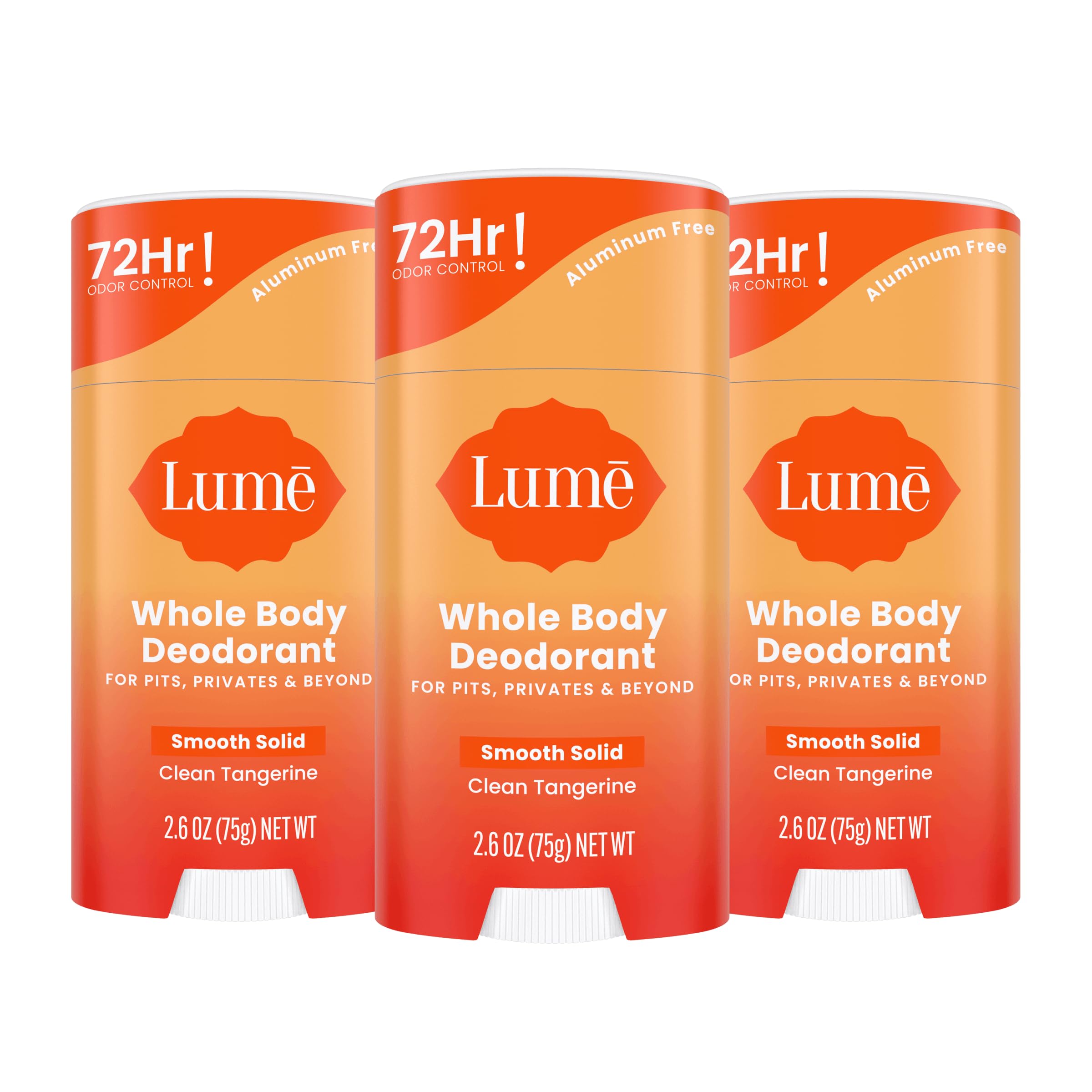 Lume Whole Body Deodorant smooth solid stick for easy, long-lasting odor control.