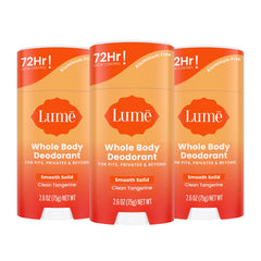 Lume Whole Body Deodorant smooth solid stick for easy, long-lasting odor control.