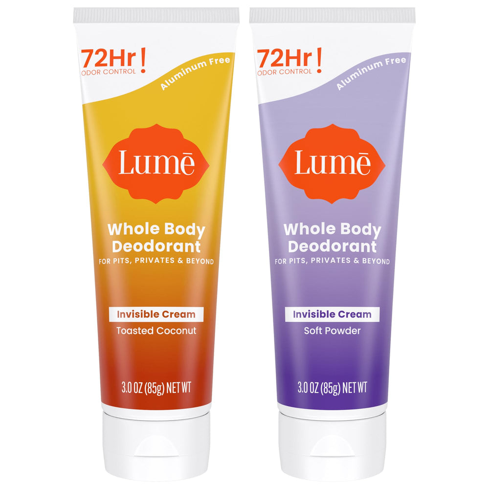 Lume soft powder tube ready for use with long lasting odor control