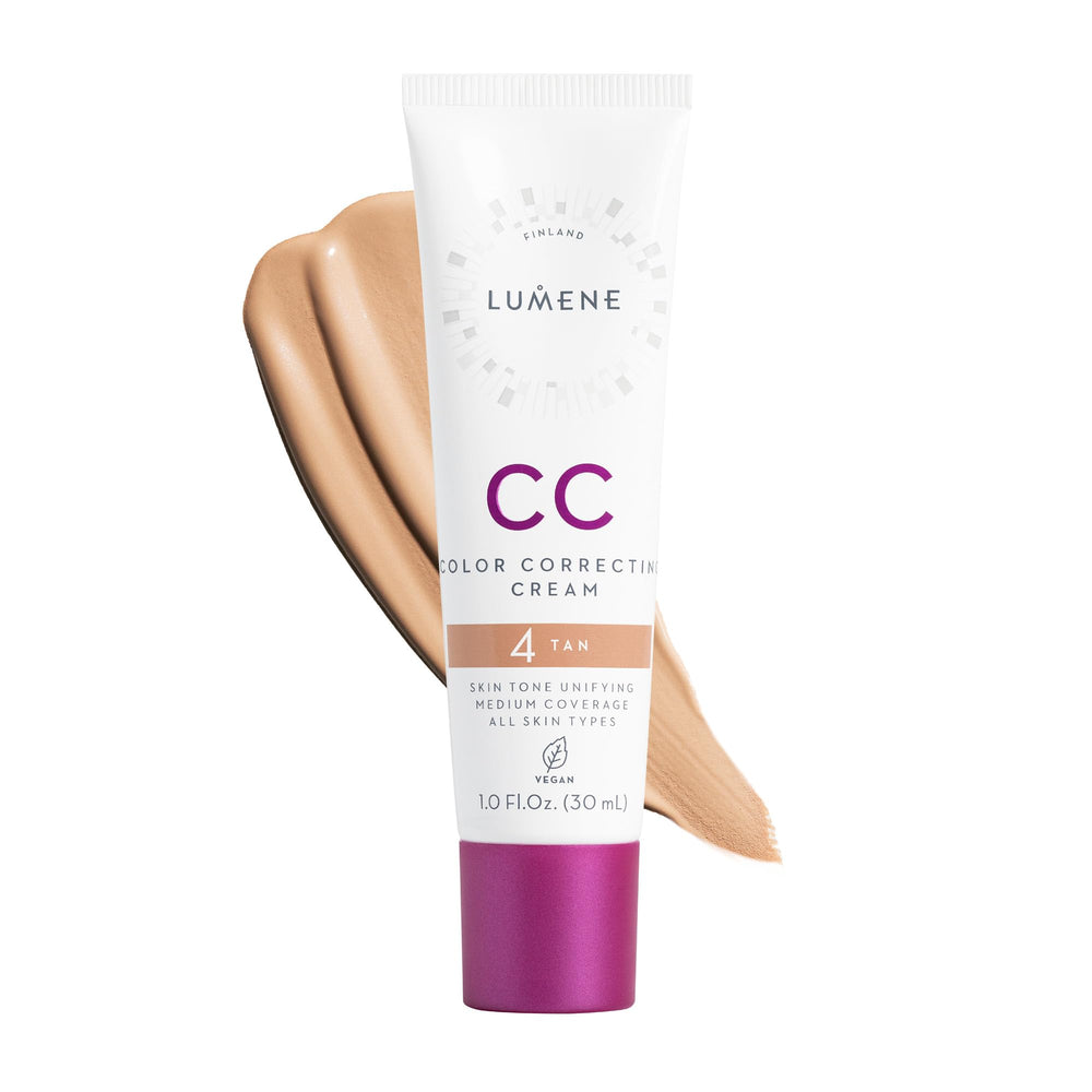 Lumene CC Cream tan tube front showing light coverage and glow