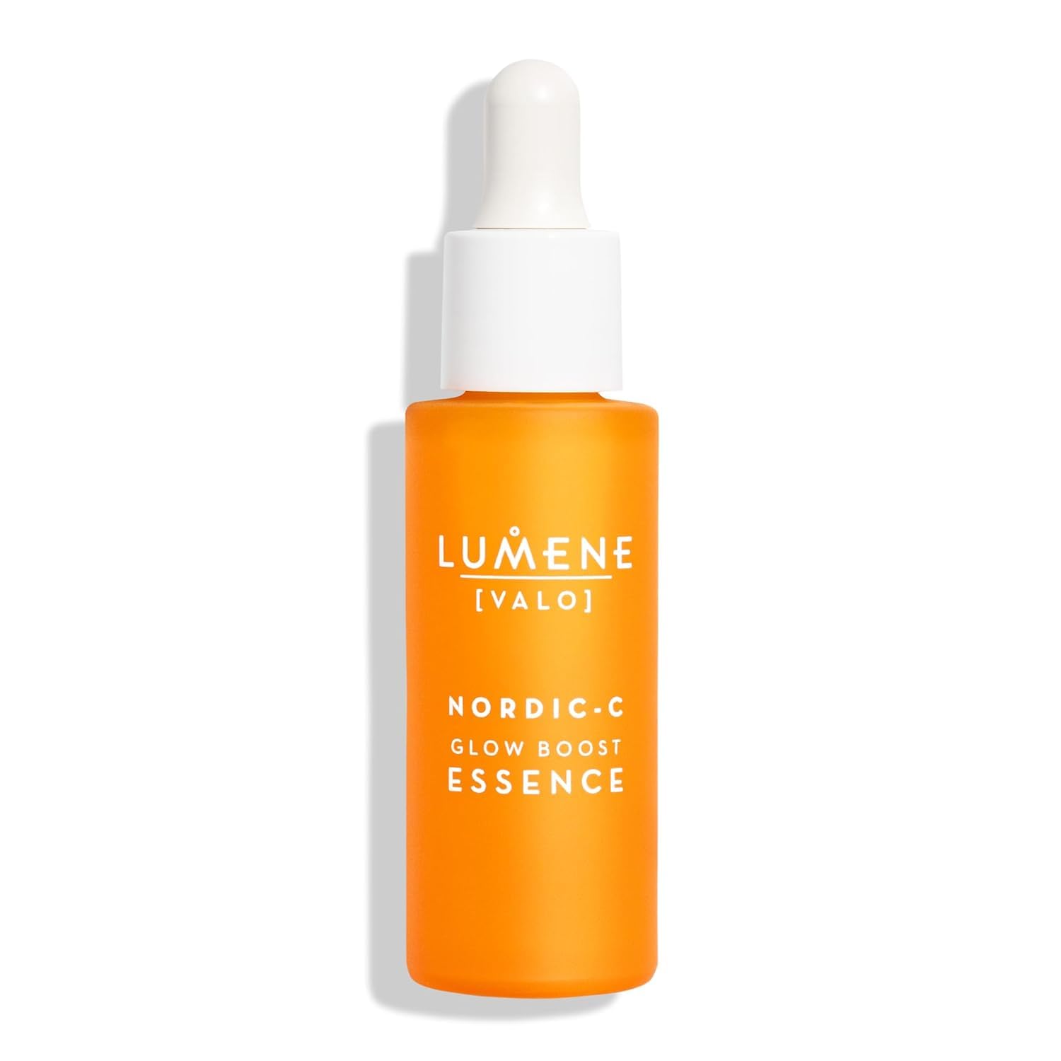 Lumene Nordic-C Valo Glow Boost Essence bottle delivers radiant hydration for daily skin.