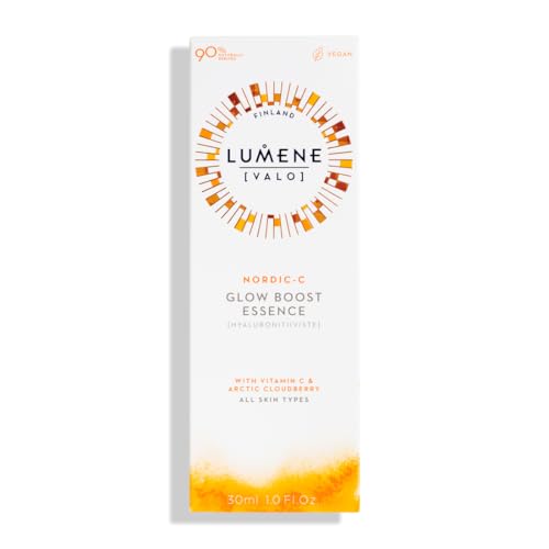 Lumene Nordic-C Valo Glow Boost Essence dropper delivers precise vitamin C dosage.