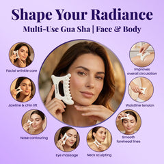 LumiDew gua sha targets cheekbones for a more sculpted look and radiant glow.