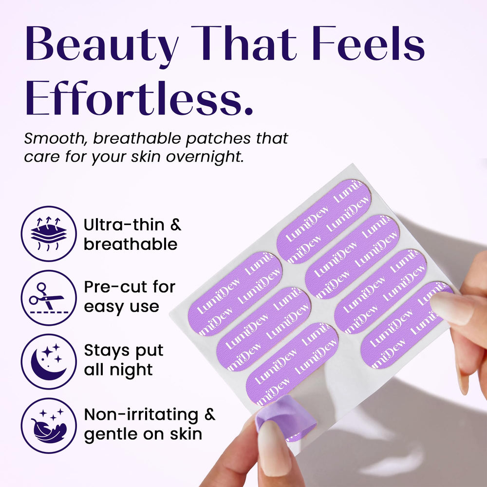 LumiDew parches de tela suave, adherencia cómoda para uso nocturno.