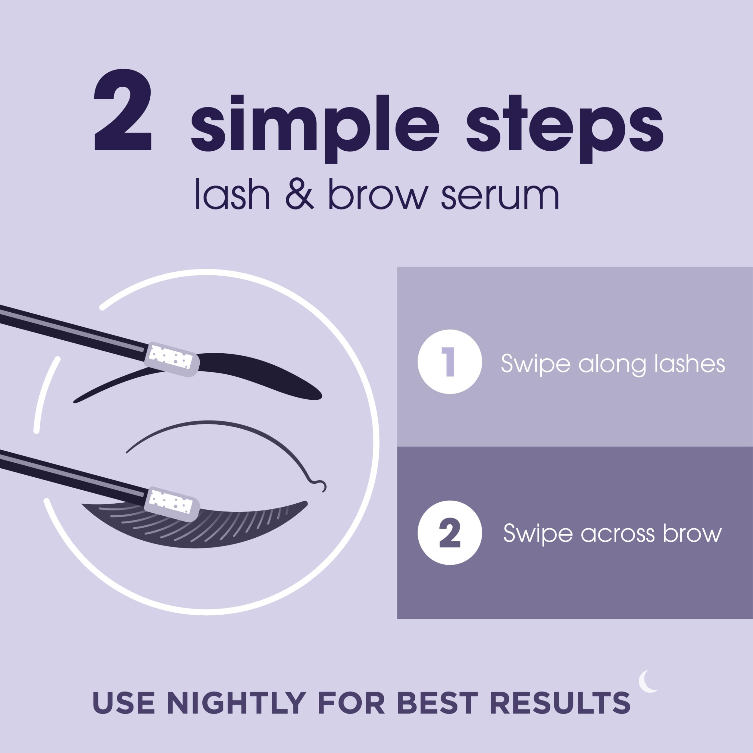 Lashes and brows with a soft, conditioned look after use.