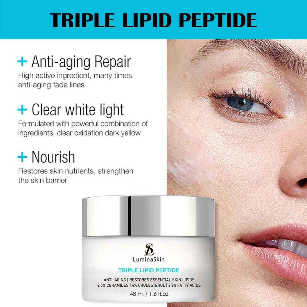 LuminaSkin ceramides cream pump illustrating easy daily application.