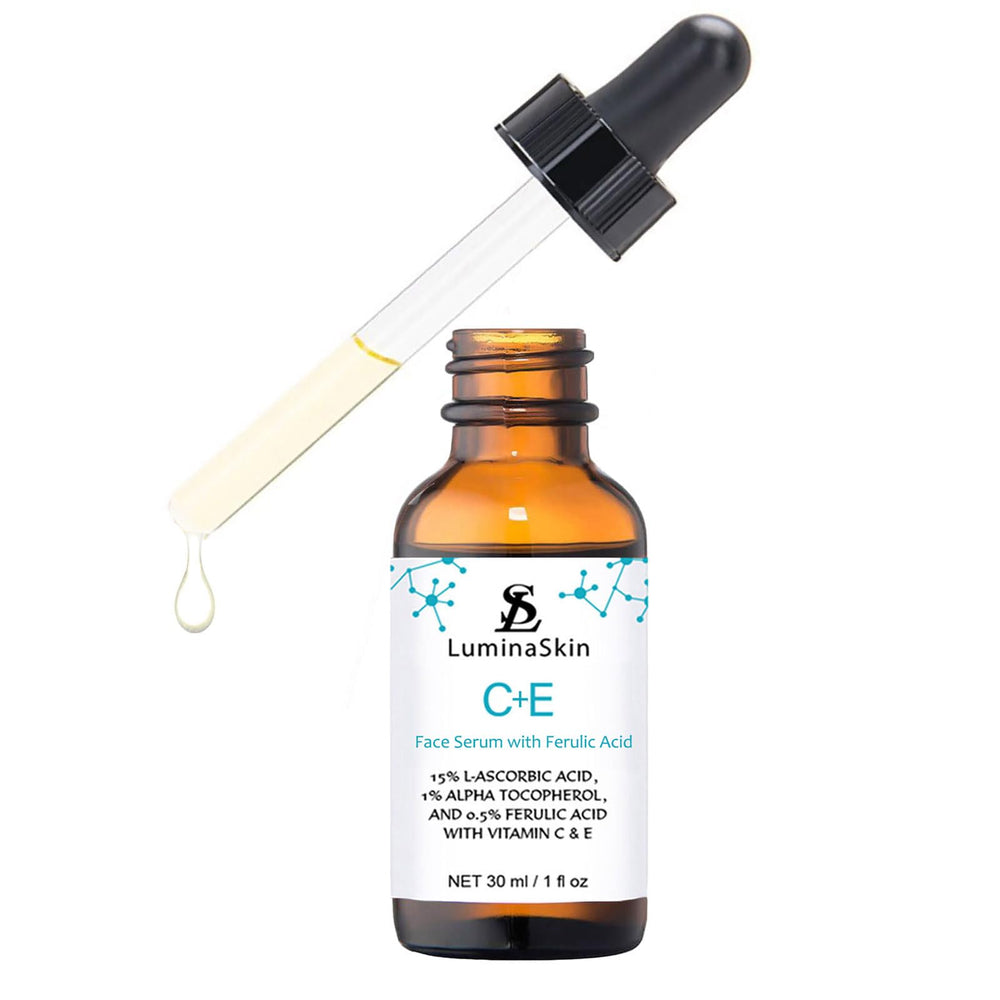LuminaSkin Vitamin C serum routine moment for daily skincare ritual.