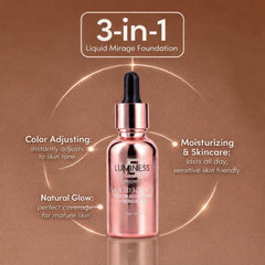 Luminess Liquid Mirage texture under soft lighting highlights lightweight feel