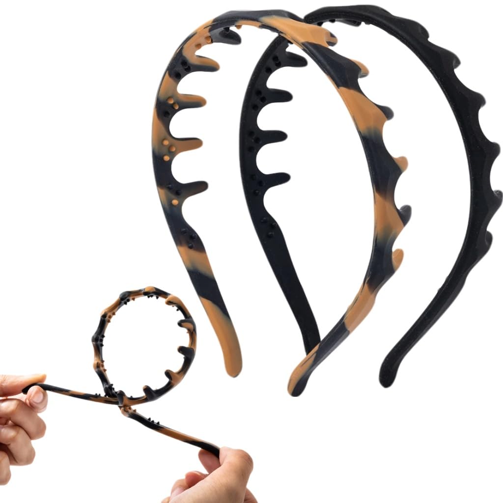 Lumitrail diadema de silicona con dientes negro, agarre seguro para entrenamientos.