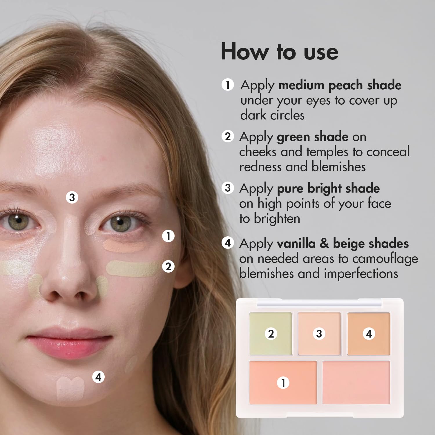 Luna Conceal Paleta 01 muestra durazno medio para calidez sutil.