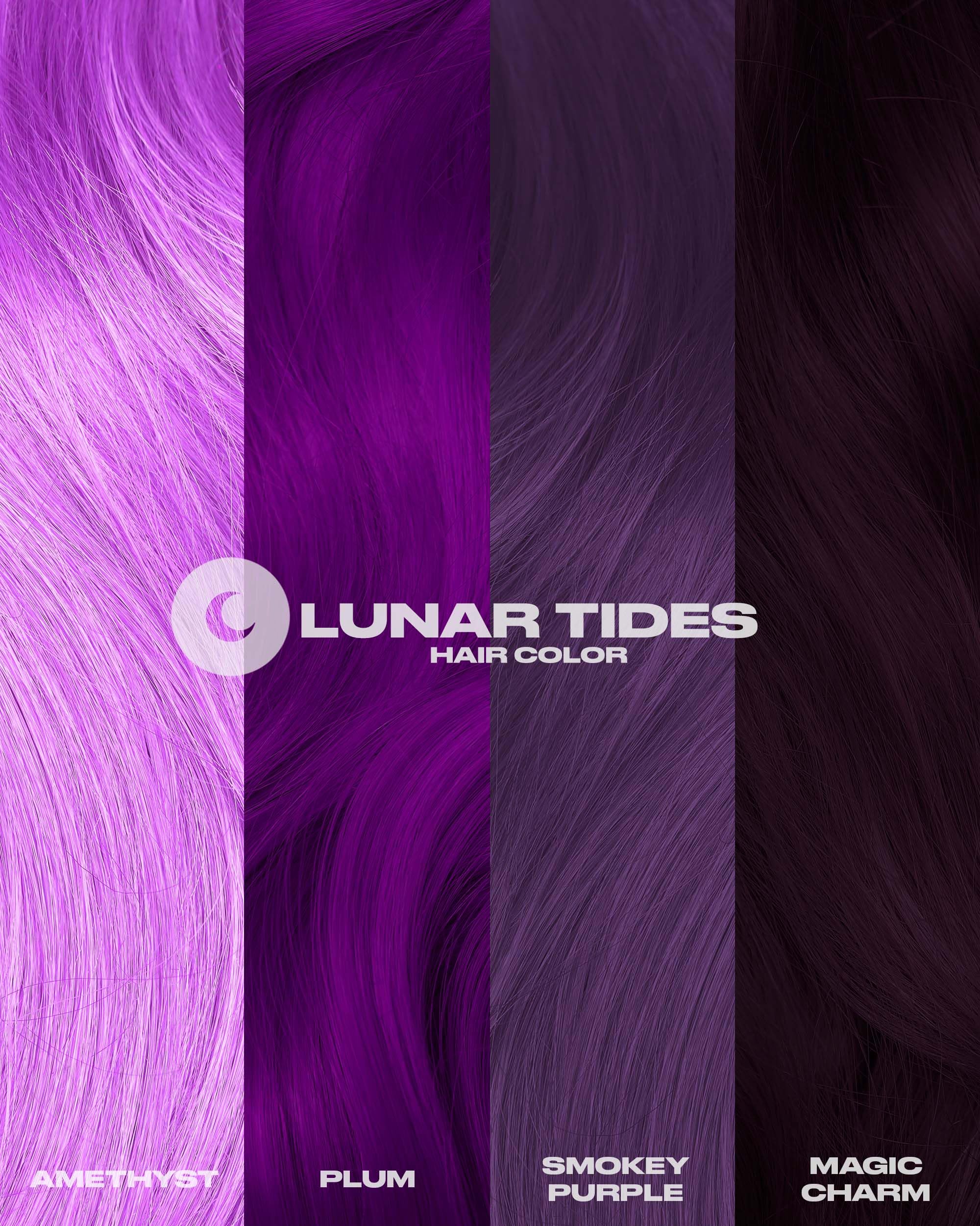 Lunar Tides Plum on-hair close-up reveals vibrant pigment payoff
