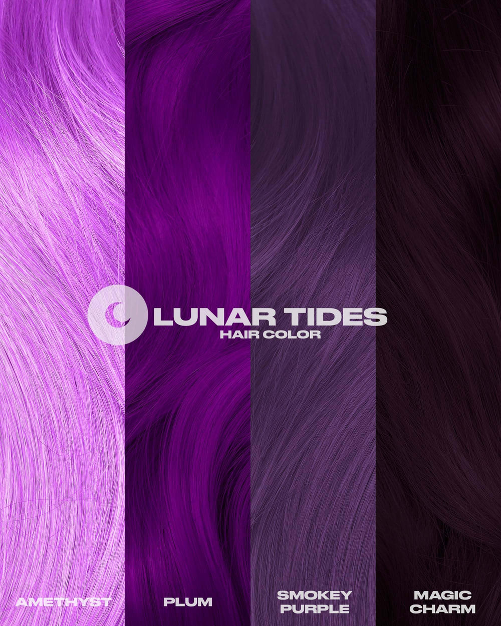 Lunar Tides Plum on-hair close-up reveals vibrant pigment payoff