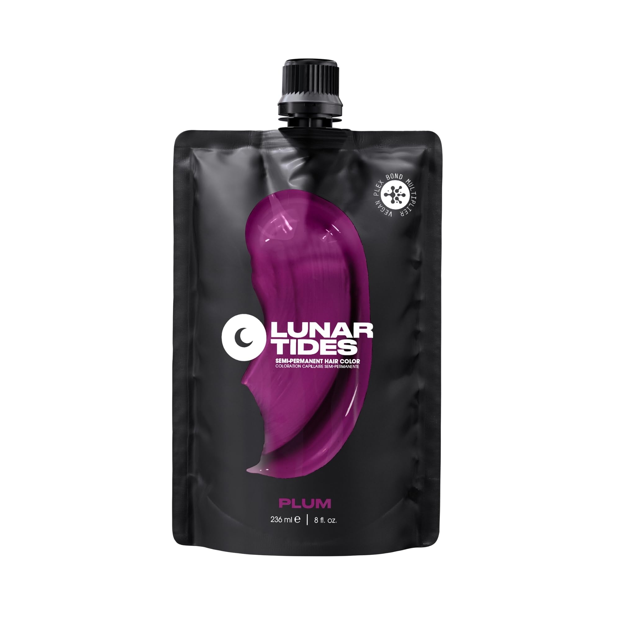 Lunar Tides Plum color bottle showing rich shade for at-home color experiments