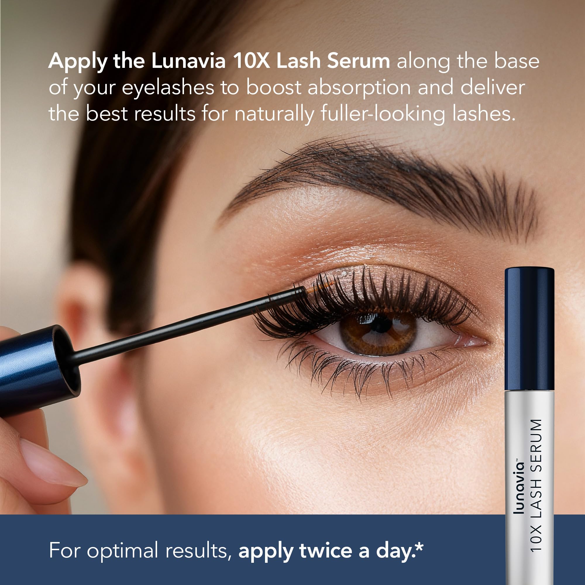 Lunavia 10X Lash Serum night routine setup ready for evening care