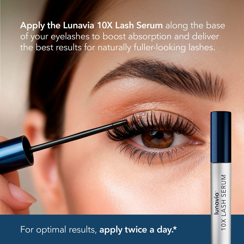 Lunavia 10X Lash Serum night routine setup ready for evening care