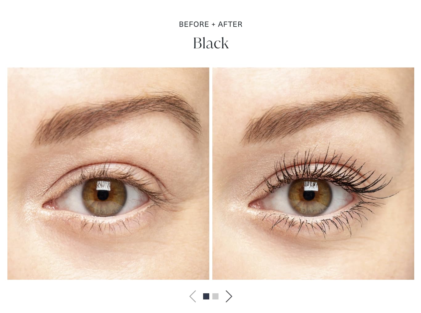 Lune+Aster Eclipse lashes before and after with amplified volume.