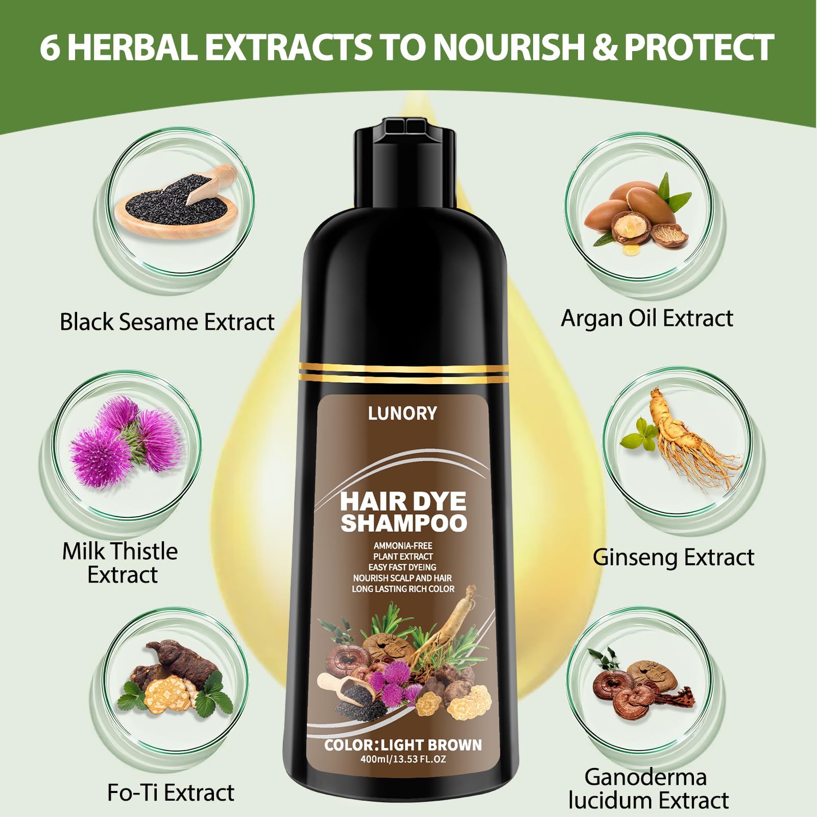 Lunory aceite argán ginseng nutre mientras colorea el cabello