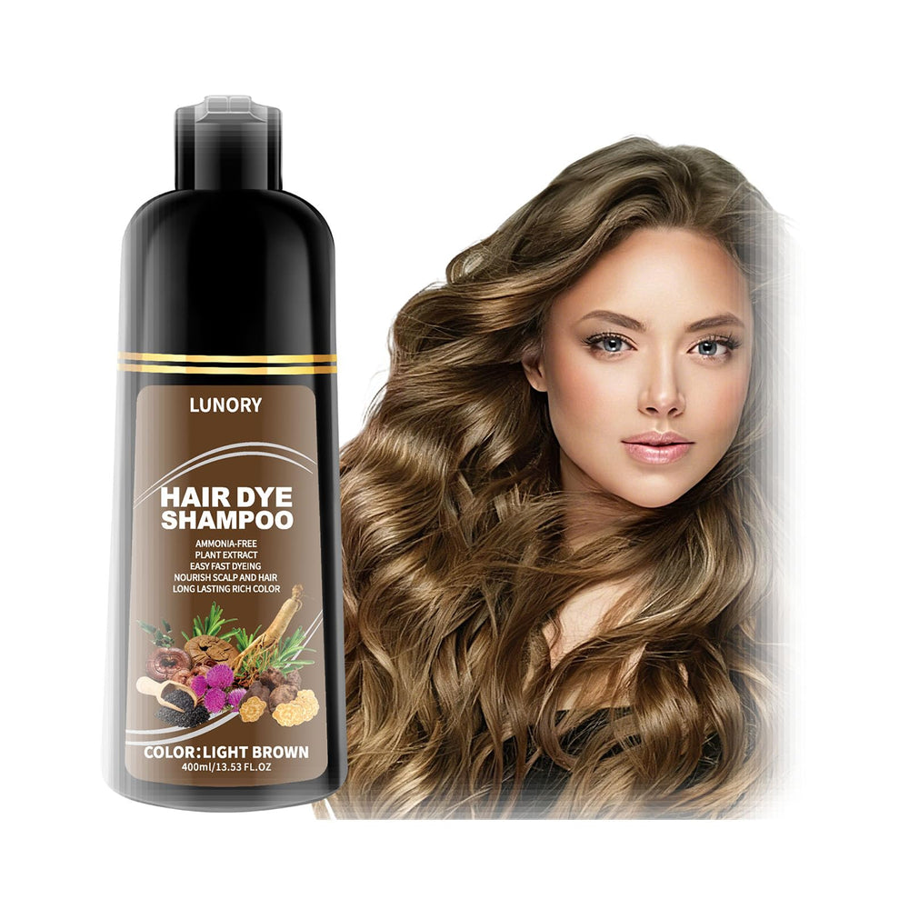 Lunory champú-tinte cubre canas con color natural en casa