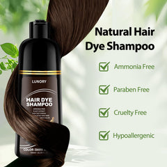 Lunory dark brown hair dye shampoo aftercare tips highlight long lasting color.