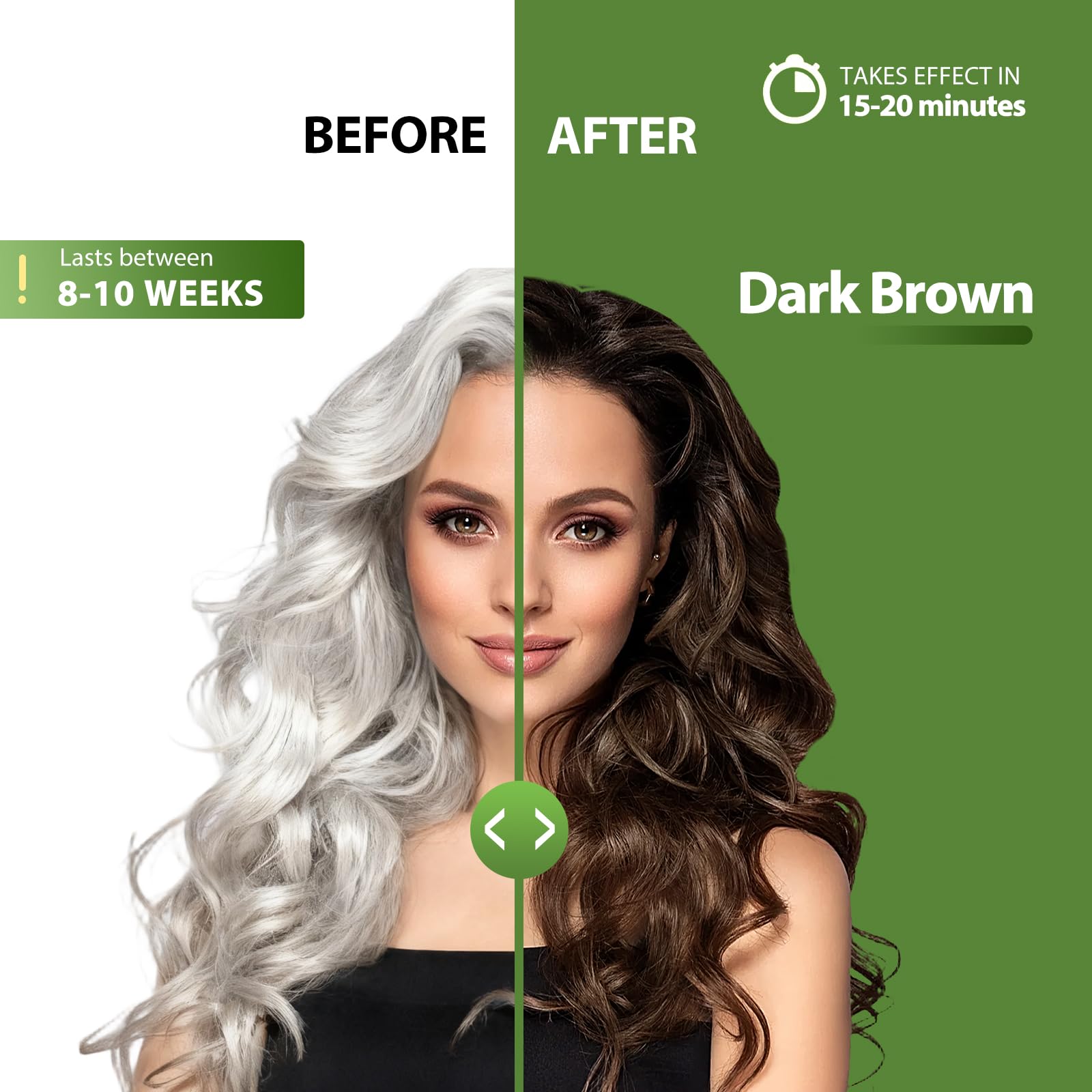 Lunory dark brown hair dye shampoo application demonstrates easy massaging for even gray coverage.