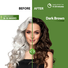 Lunory dark brown hair dye shampoo application demonstrates easy massaging for even gray coverage.