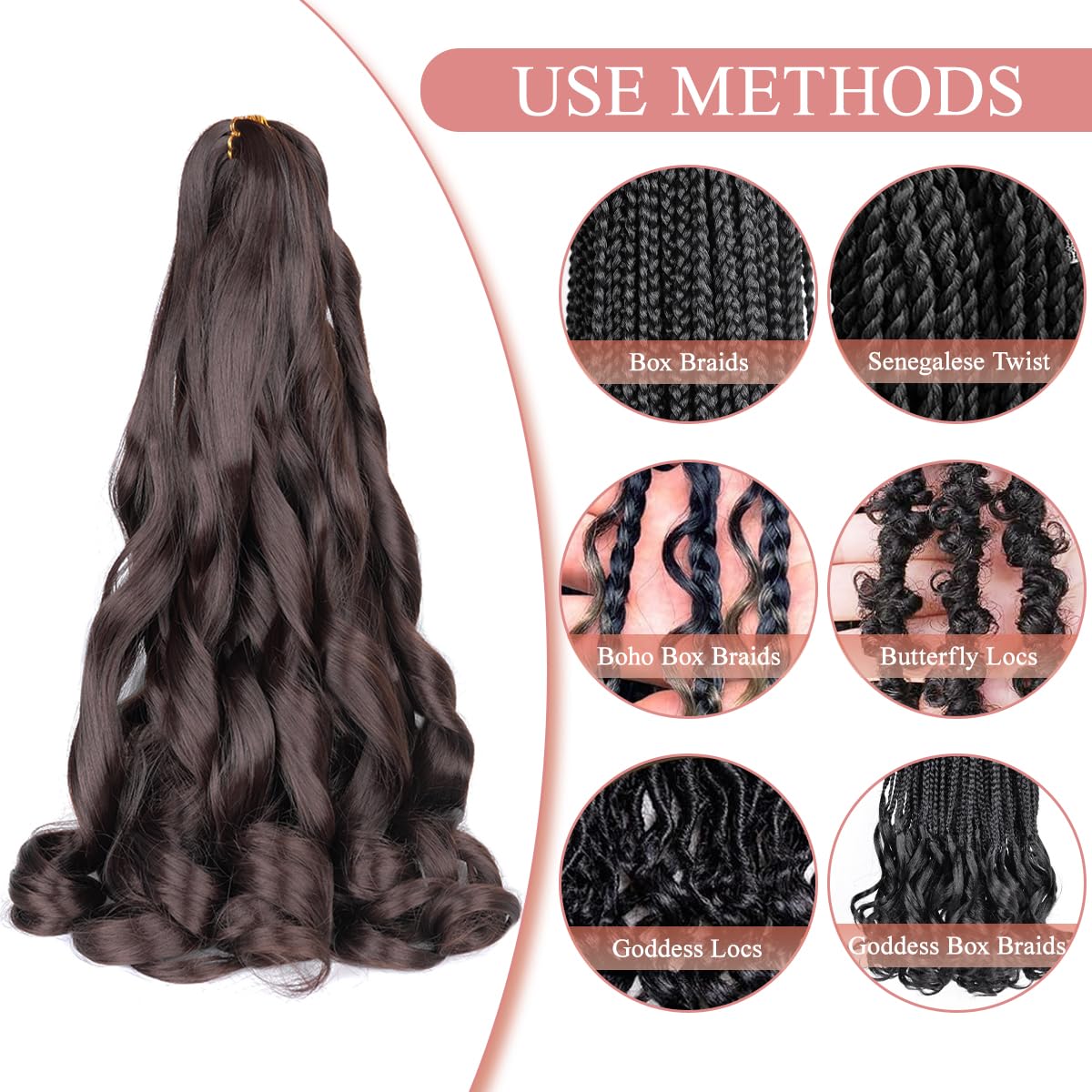 Luoyudu Crochet Hair Extensions in French Curly style ideal for versatile braids