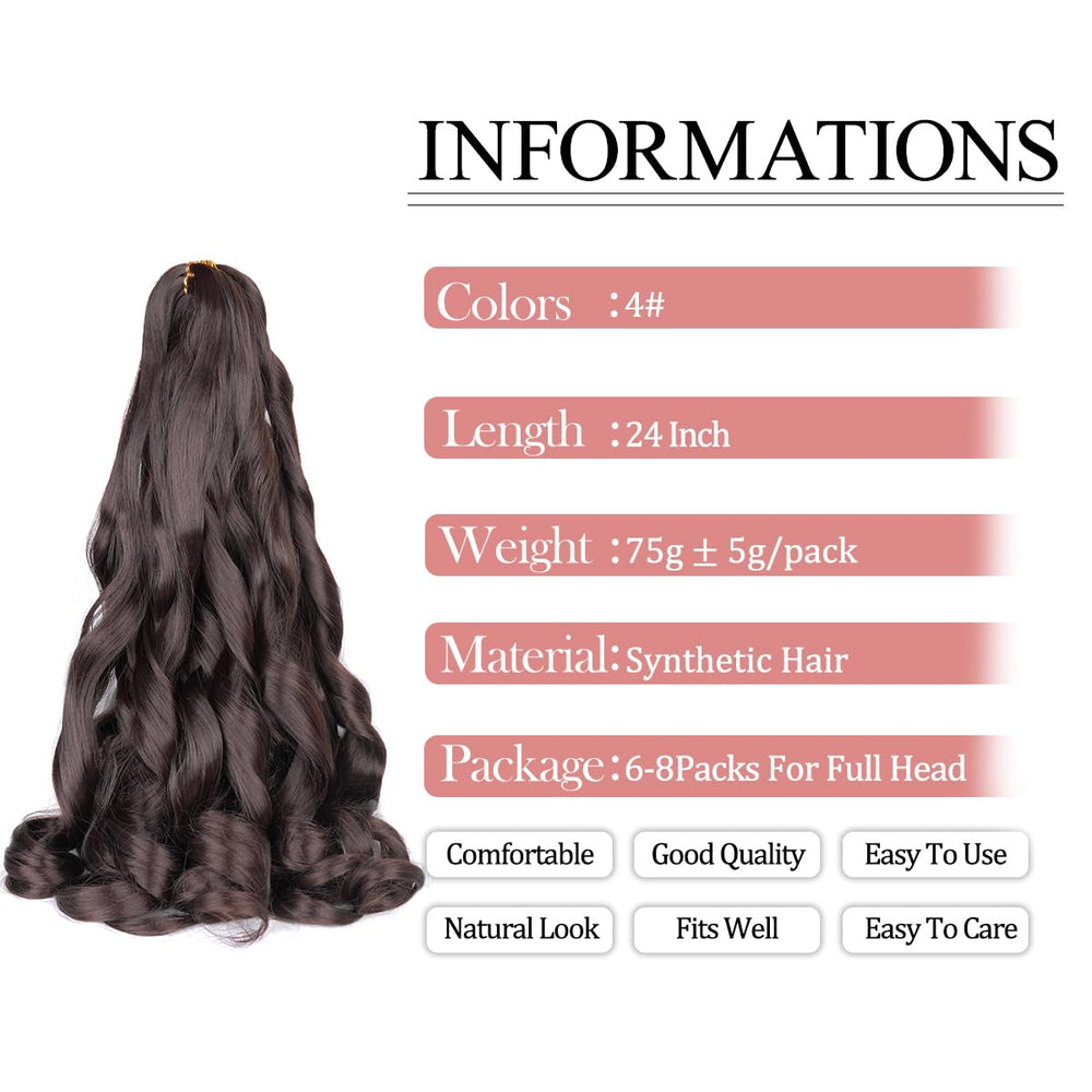 Luoyudu French Curly Braiding Hair 24inch 8pack ready for easy crochet installation