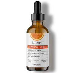 Lupure Serum Vitamina C 20% frente a la botella, aporta luminosidad suave.