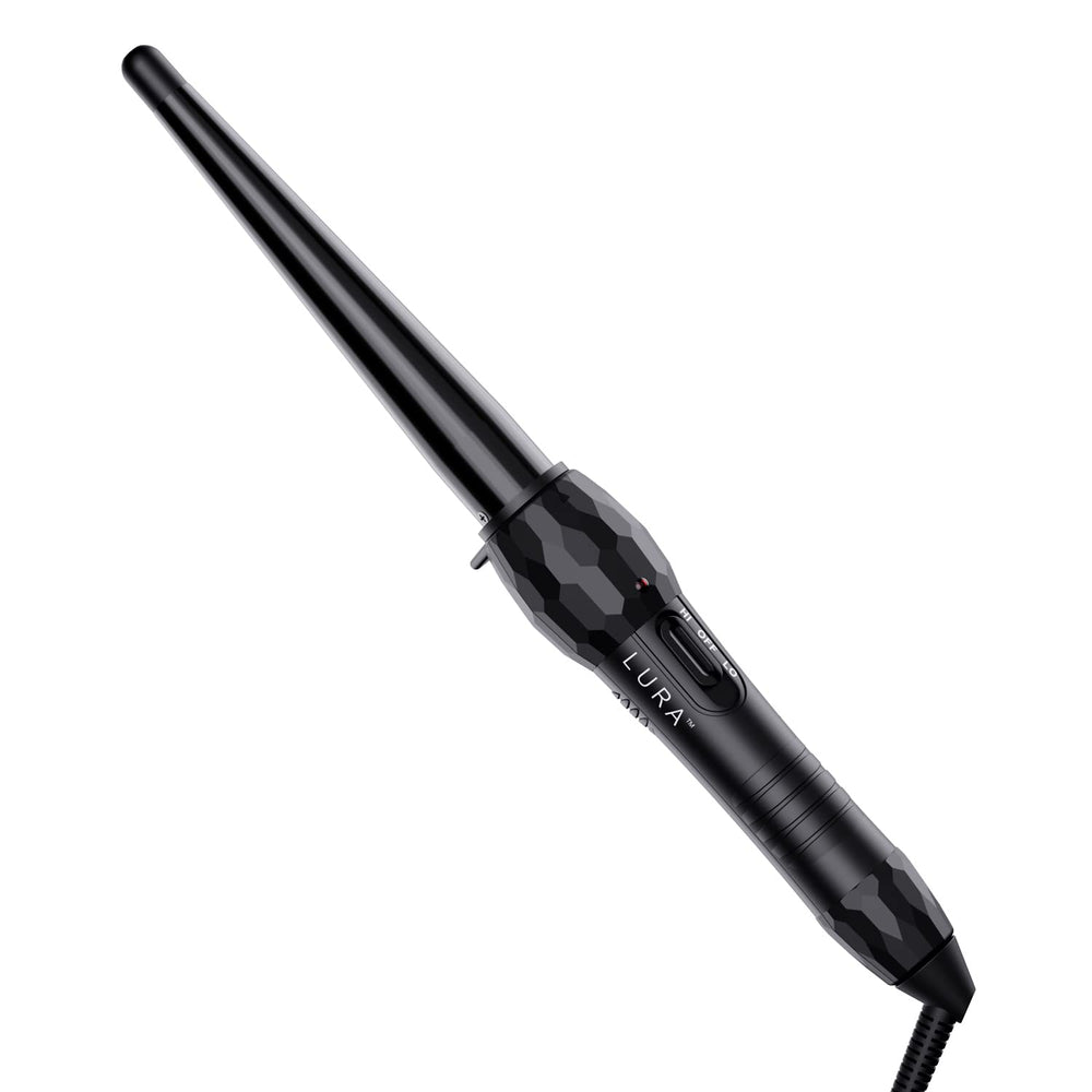 LURA ceramic wand close-up showcasing tourmaline coating for smoother, shinier hair