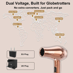 LURA travel dryer with UK plug for quick setup abroad.