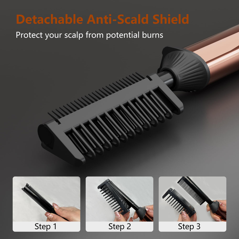 LURA Nano Titanium Hot Comb rose gold rotating tail switch enables safe, precise control.