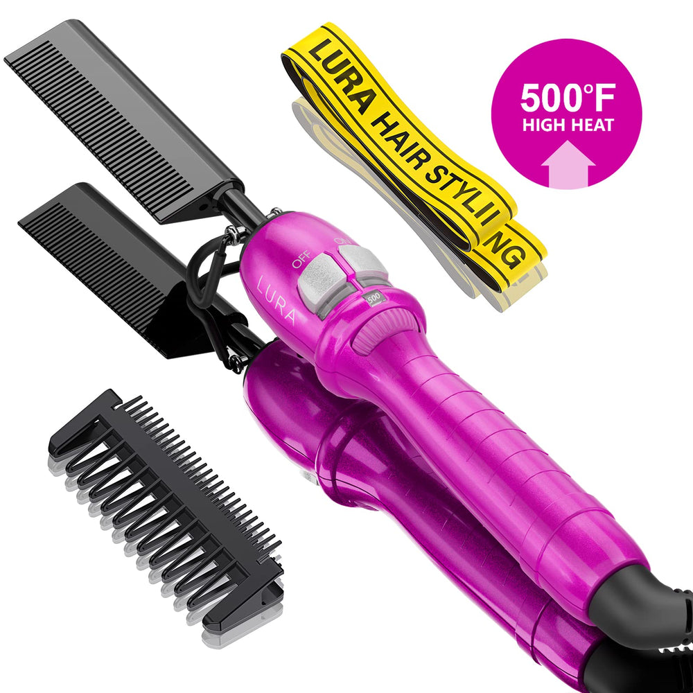 LURA pink hot comb packaging shows travel-friendly box.