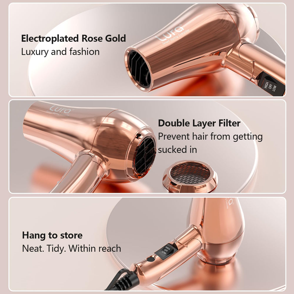 LURA diffuser attachment lifts curls while reducing frizz.