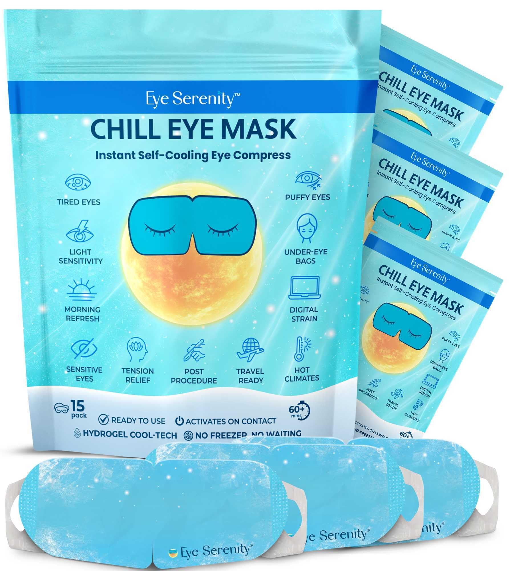 Lure Essentials CHILL eye mask delivers instant cooling on contact for refreshed eyes.