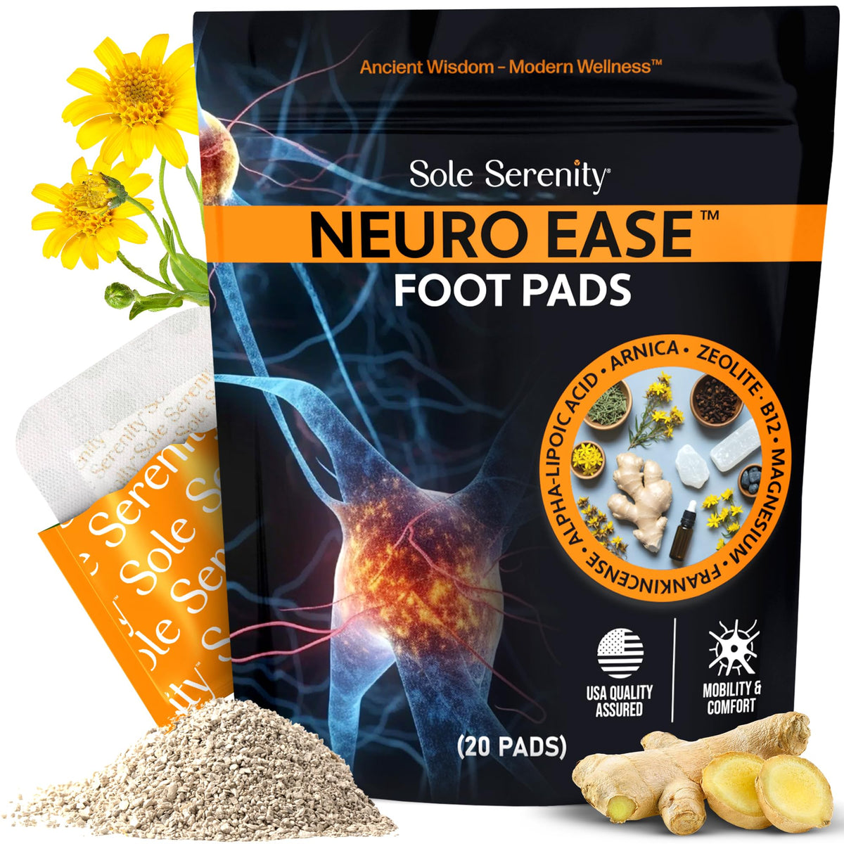 Lure Essentials Sole Serenity NeuroEase foot pad packaging enables an easy nightly foot care ritual.