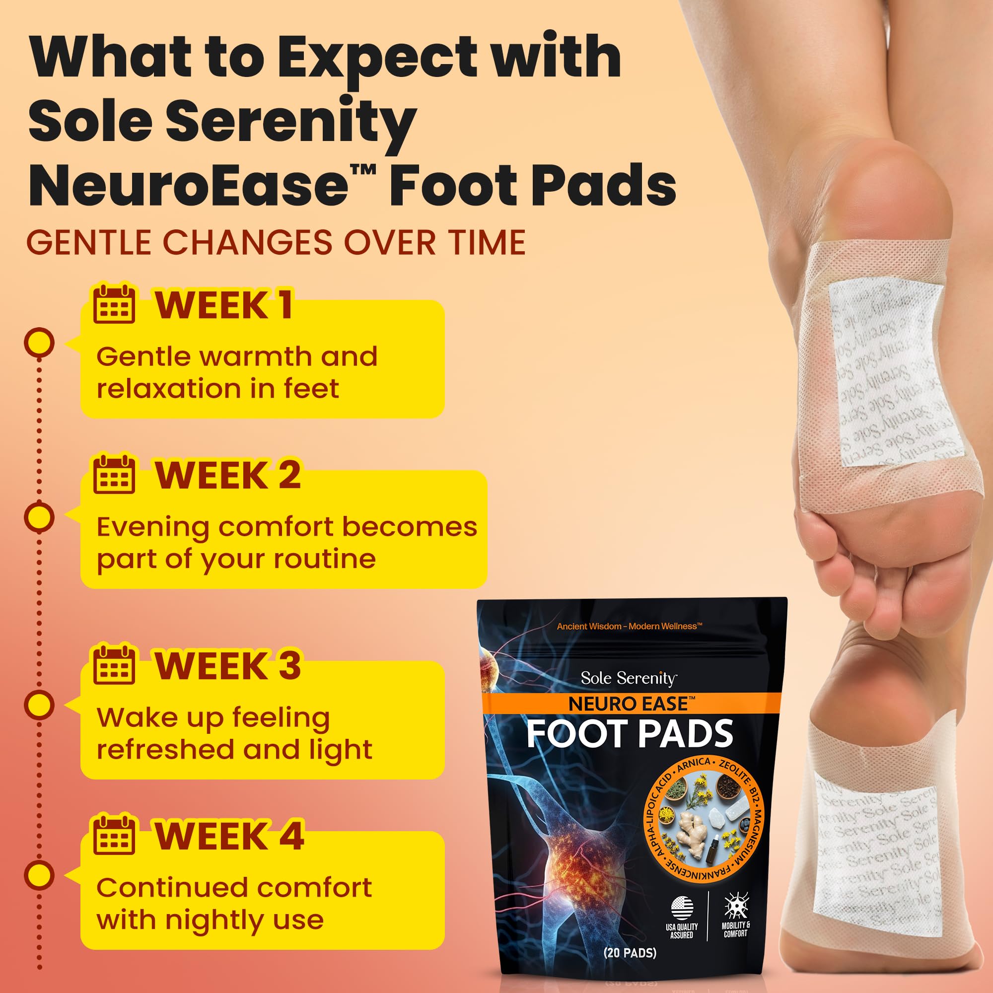 Lure Essentials Sole Serenity NeuroEase foot pad self-stick design shown on the sole.