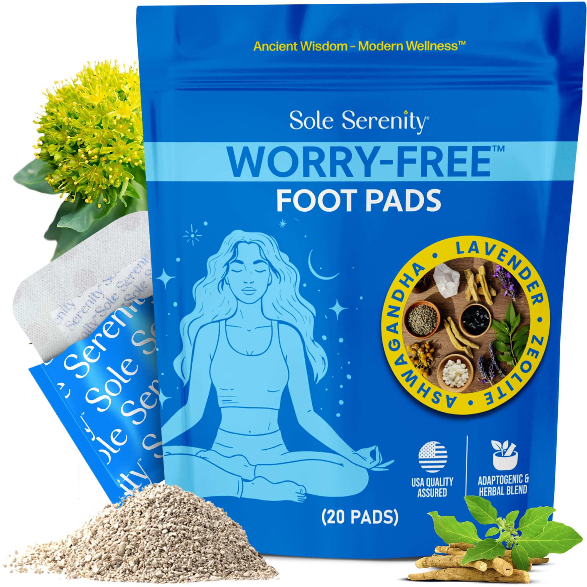Lure Essentials Sole Serenity pads on feet for nighttime relaxation